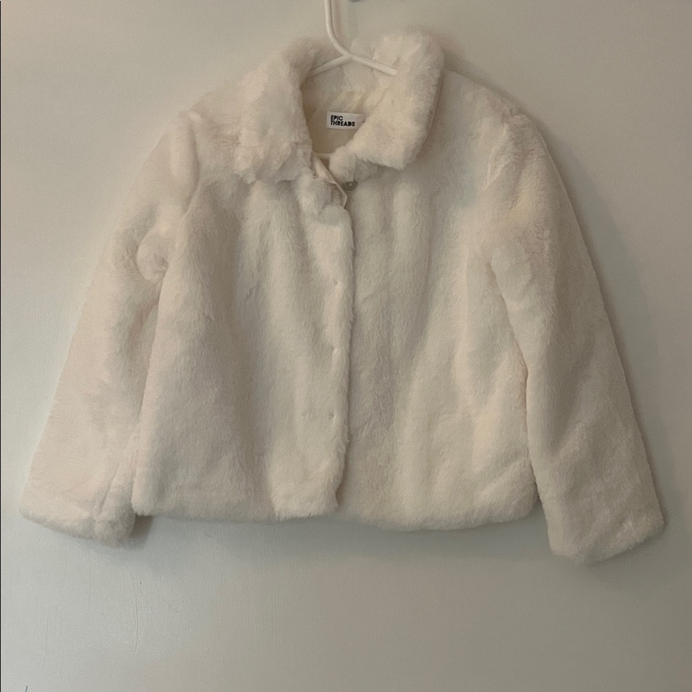 Epic Threads Cream Faux Fur Jacket